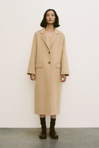 Zara + Double Faced Wool Blend Coat