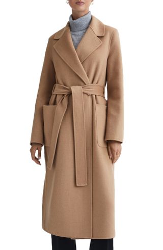 Reiss + Lucia Belted Wool Blend Coat