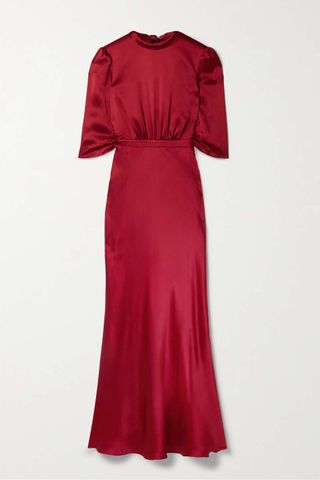 Saloni + Adele Hammered Silk-Satin Maxi Dress
