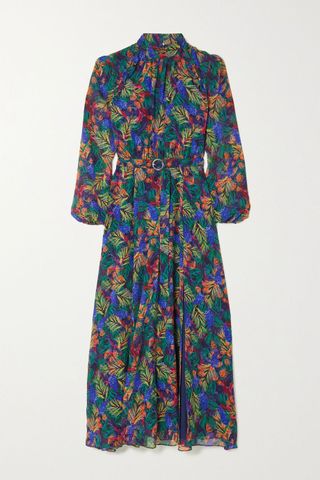Saloni + Jacqui-B Printed Silk Crepe De Chine Maxi Dress