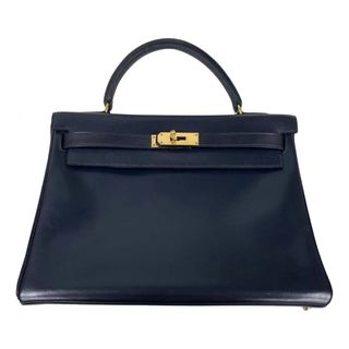 Hermès + Pre-Owned Kelly 32 Leather Handbag in Navy