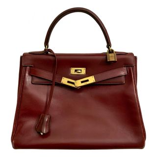 Hermès + Pre-Owned Kelly 28 Leather Handbag in Burgundy