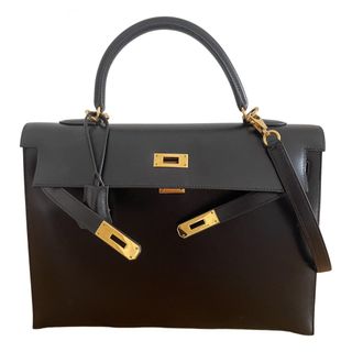 Hermès + Pre-Owned Kelly 35 Leather Handbag in Black