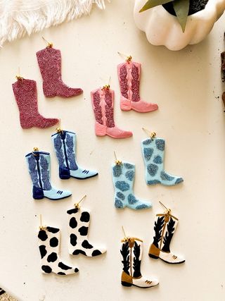 Etsy + Cowboy Boot Polymer Clay Dangle Earrings