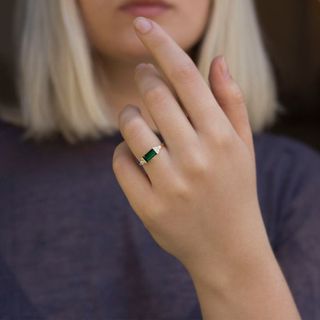 Etsy + Baguette Emerald and Diamond Ring