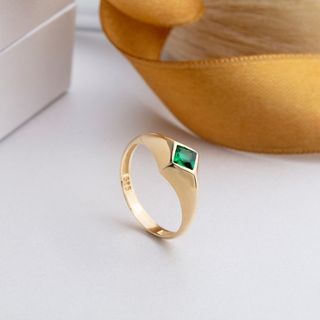 Etsy + 14k Solid Gold Emerald Dome Ring