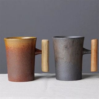 Etsy + Personalizable Japanese Style Vintage Ceramic Mug With Wood