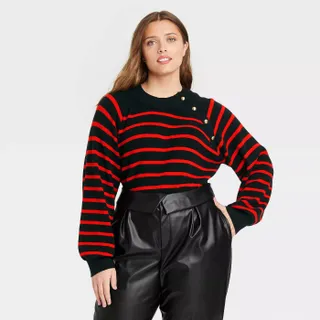 Who What Wear x Target + Striped Crewneck Pullover Sweater