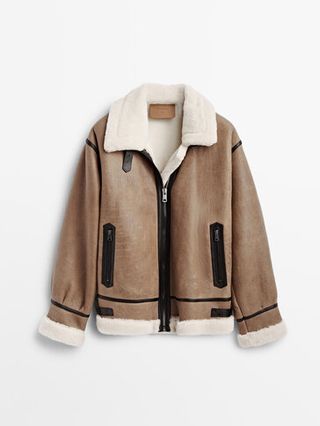 Massimo Dutti + Mouton Leather Aviator Jacket