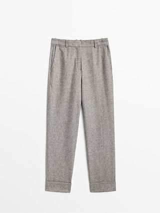 Massimo Dutti + Wool Houndstooth Suit Trousers
