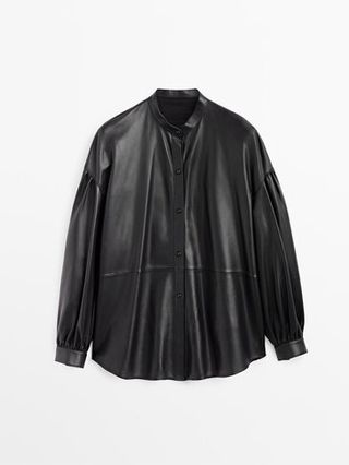 Massimo Dutti + Black Nappa Leather Shirt - Massimo Dutti