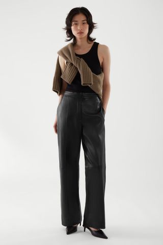COS + Straight-Leg Leather Trousers