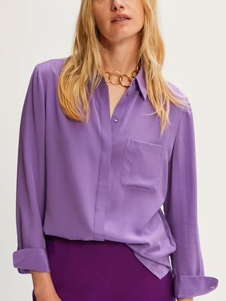 Jigsaw + Silk Long Sleeve Shirt in Purple