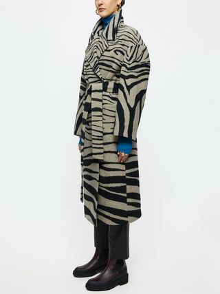 Jigsaw + Zebra Print Wrap Coat