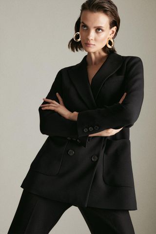 Karen Millen + Clean Tailored Double Breasted Jacket