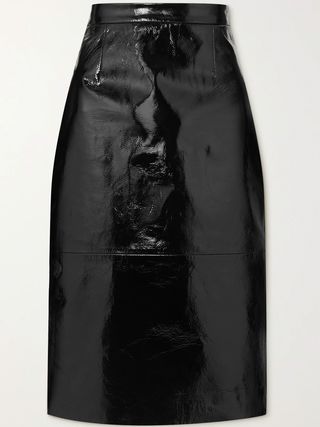Khaite + Mya Patent-Leather Pencil Skirt