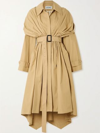 Loewe + Belted Gathered Cotton-Twill Trench Coat