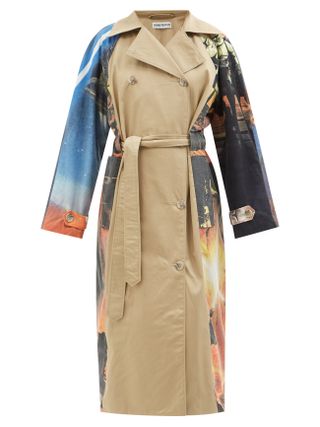 Rave Review + Rue Sci-Fi Print Cotton-Twill Trench Coat