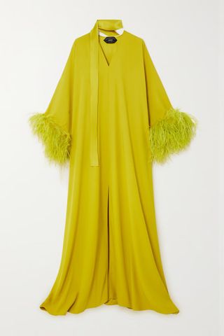 Taller Marmo + Feather-Trimmed Crepe Kaftan