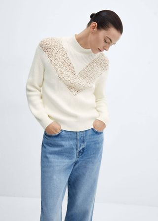 Mango + Knitted Sweater With Openwork Details