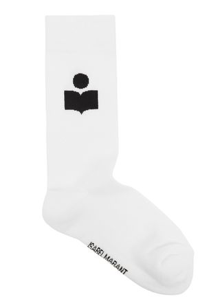 Isabel Marant Etoile + Siloki white logo cotton-blend socks
