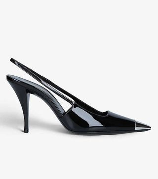 Saint Laurent + Blade 90 Slingback Patent Leather Heeled Courts