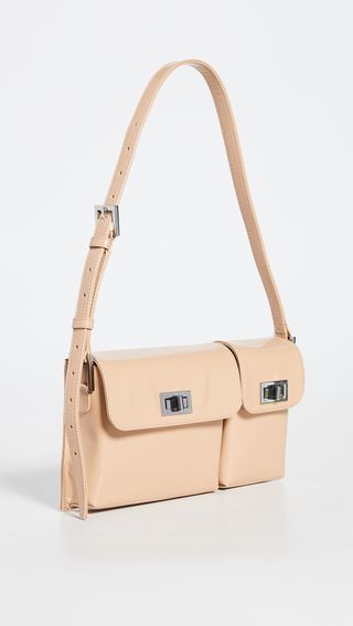 BY FAR + Billy Cream Semi Patent Leather Bag
