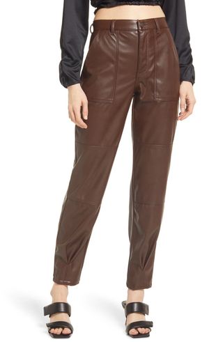 Open Edit + Tapered Leg Faux Leather Pants