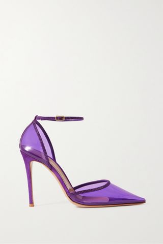 Gianvito Rossi + 105 Crystal-Embellished Suede-Trimmed PVC Pumps