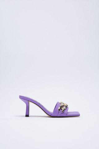 Zara + High Heeled Sandals With Chain