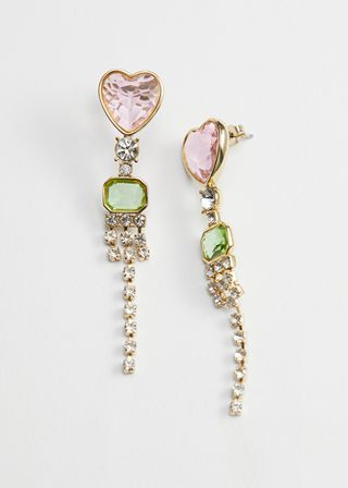 & Other Stories + Dangling Rhinestone Pendant Earrings