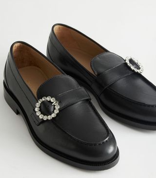 & Other Stories + Crystal Buckled Leather Loafers