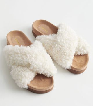& Other Stories + Criss Cross Shearling Slippers