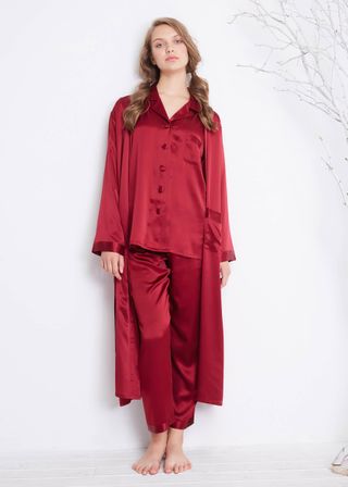 Lilysilk + 22 Momme Classic Full Length Silk Pajamas & Robe Set