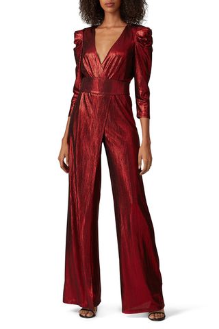 Retrofête + Red Metallic Jumpsuit