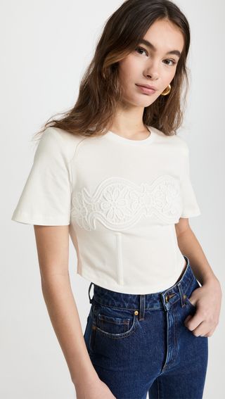 Self-Portrait + Embroidered Detail Top