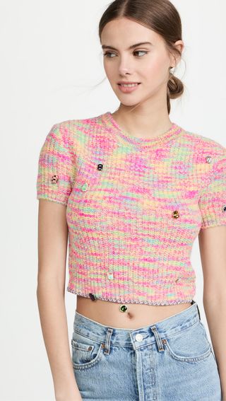 Andersson Bell + Emma Rainbow Knit Crop Top