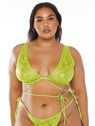 Savage x Fenty + Caged Lace Unlined Bra With Tie