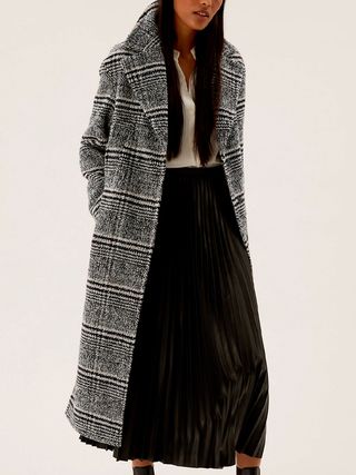 M&S Collection + Wool Blend Checked Tailored Coat