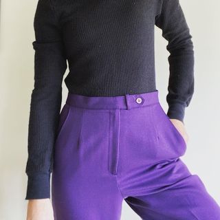 Etsy + Vintage Purple Trousers Pants Slacks 80s Vintage Wool