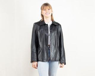 Etsy + Vintage 80s Biker Leather Jacket