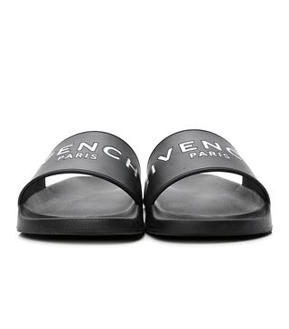 Givenchy + Rubber Logo Pool Slide Sandals 35 Black