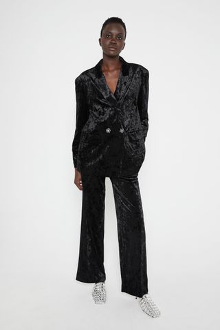 Zara + Jewel Button Velvet Blazer