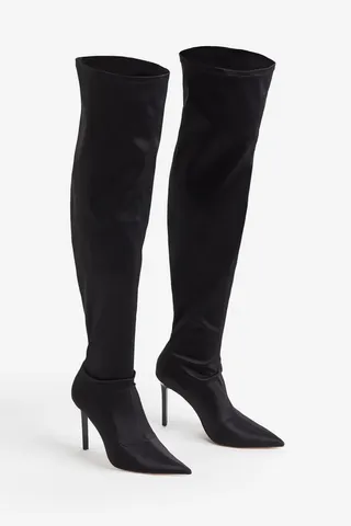 H&M + Over-The-Knee Satin Boots