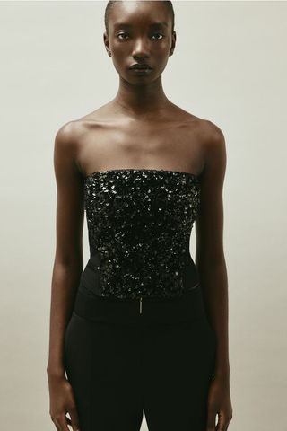 H&M + Sequined Bustier Top