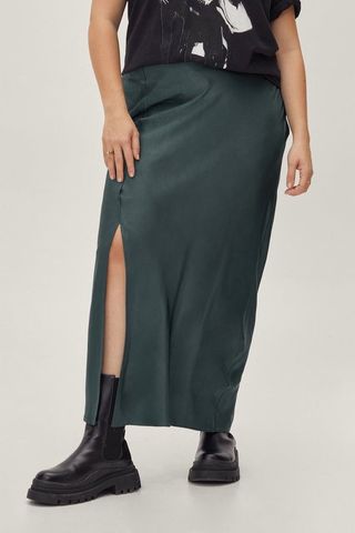 NastyGal + Satin Split Midaxi Slip Skirt
