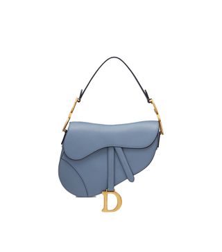 Dior + Mini Saddle Blue Shoulder Bag