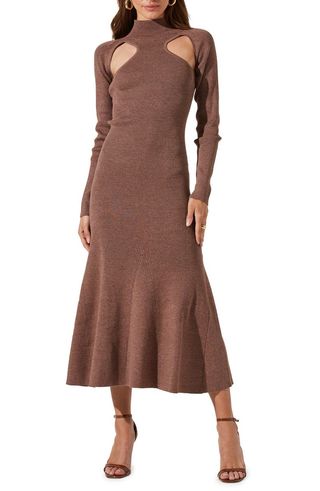 Astr the Label + Cutout Long Sleeve Sweater Dress