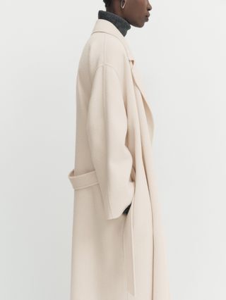 Massimo Dutti + Wool Blend Robe Coat With Belt