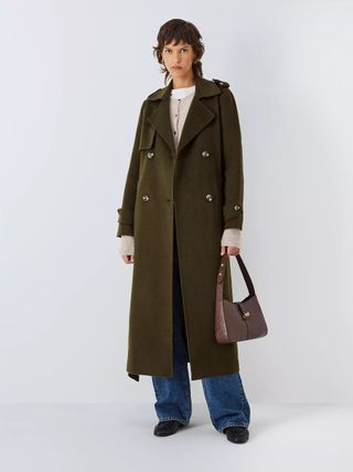 John Lewis + Hand Finished Wool Blend Trench Coat